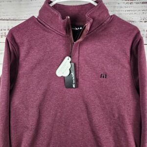 NWT TravisMathew Cloud Quarter Zip 2.0 Pullover Mens Small Heather Dark Red